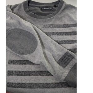 William Rast Men Large Long Sleeve Crewneck Pullover Terry Sweatshirt Elbow Pads